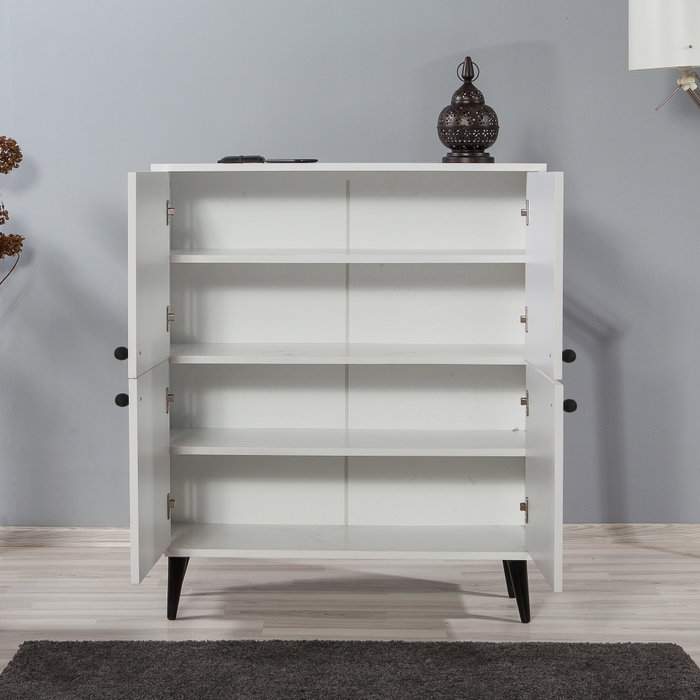 Hanah Home Armario Multiusos 95x111x36cm Tablero Partículas Melaminado Blanco y Negro