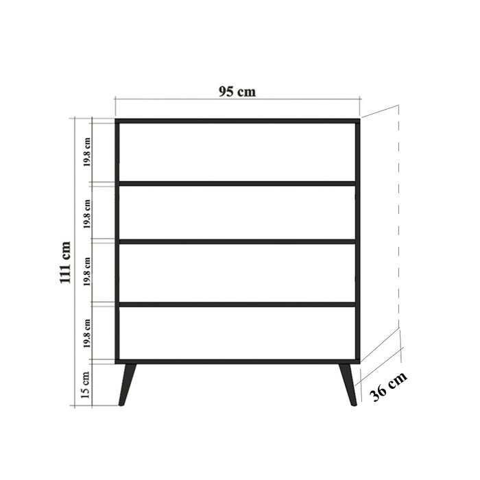 Hanah Home Armario Multiusos 95x111x36cm Tablero Partículas Melaminado Blanco y Negro