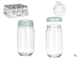 Vivalto Bote con Tapa 1L Verde Transparente (Set de 12)