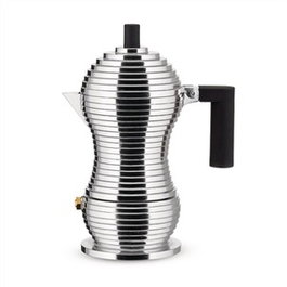 Alessi MDL02/1 B Cafetera Pulcina 1 Taza Aluminio Fundido Negra Diseñada por Michele de Lucchi