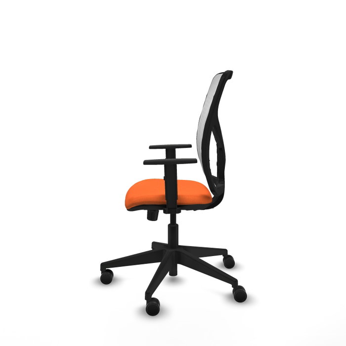 Silla de oficina Motilla con mecanismo Sincro tapizada con Tela color Naranja y malla color Blanco. Equipada con lumbar 1D, Brazos 1D y Ruedas 65mm nailon Silla de oficina Motilla con mecanismo Sincro tapizada con Tela color Naranja y malla color Blanco. Equipada con lumbar 1D, Brazos 1D y Ruedas 65mm nailon