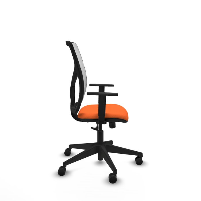 Silla de oficina Motilla con mecanismo Sincro tapizada con Tela color Naranja y malla color Blanco. Equipada con lumbar 1D, Brazos 1D y Ruedas 65mm nailon Silla de oficina Motilla con mecanismo Sincro tapizada con Tela color Naranja y malla color Blanco. Equipada con lumbar 1D, Brazos 1D y Ruedas 65mm nailon