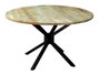 DKD Home Decor Mesa Redonda Comedor Loft Natural Negro Mango Metal 127x127x75 cm