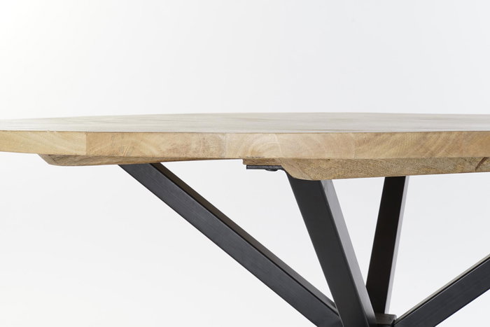 DKD Home Decor Mesa Redonda Comedor Loft Natural Negro Mango Metal 127x127x75 cm