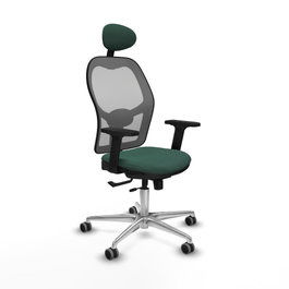 PIQUERAS Y CRESPO Silla de oficina Jorquera con mecanismo Sincro/Traslack, Verde botella y Gris