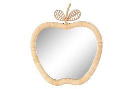 DKD Home Decor Espejo de Ratán y Cristal Manzana Natural 43x4x50 cm