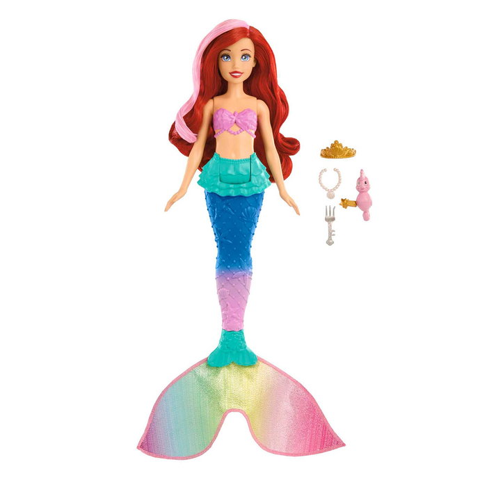 Mattel Disney Princess Ariel Muñeca Cambia Color Y Nada HPD43 +3 Años Inspirada En La Sirenita
