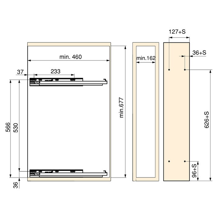 Emuca Botellero extraíble SupraMax con cierre suave, lateral izquierdo, 3 bandejas, módulo 200mm, Acero, Cromado