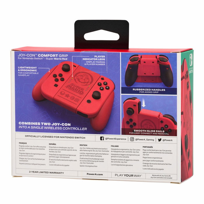 Power A Agarre Joy-Con Confort Super Mario Rojo NSAC0058-02 para Nintendo Switch