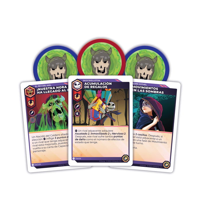 USAopoly Disney Sorcerer's Arena Expansión Sombras y Escalofríos USADSA03ES - Juego de Mesa con 3 Personajes (El Rey del Mal, Jack Skellington, Madre Gothel) - En Español