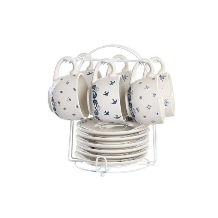 DKD Home Decor Set de Café Stella Maris de 6 Piezas, Azul y Blanco