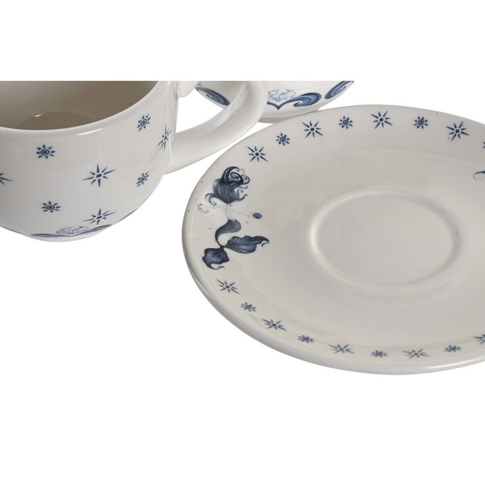 DKD Home Decor Set de Café Stella Maris de 6 Piezas, Azul y Blanco