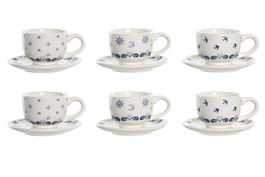 DKD Home Decor Stella maris Cafe Atlantico Azul Blanco 18 x 20 x 20 cm Set de 6