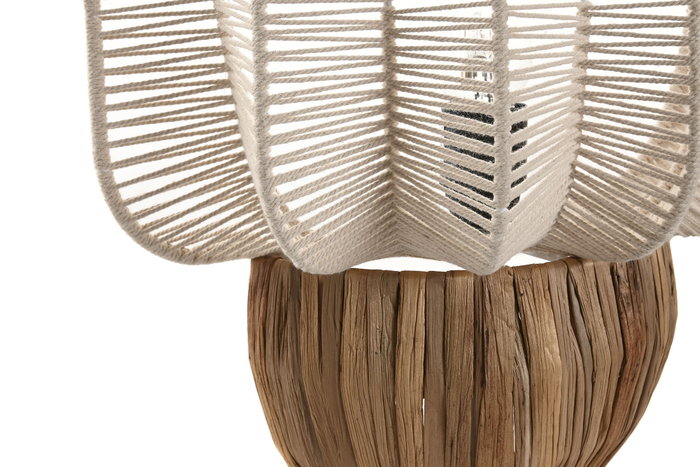 DKD Home Decor Lámpara Aplique Urban Crudo Marron Claro Algodon Seagrass Pared 18x43x35 cm