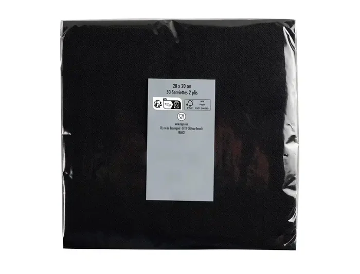 Pronappe Servilleta Celulosa Micro-Grofada 20x20 cm 2 Capas Negro 50 Unidades