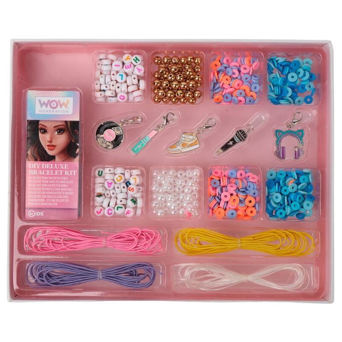 WOW GENERATION Kit Deluxe DIY Pulseras Personalizadas con Charms de Profesiones Abalorios Colores Hilos Cierre Mosquetón