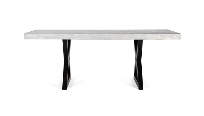 GINER Y COLOMER Mesa de Comedor Rectangular de Madera de Mango con Cristal - Gris y Negro 200x100x76 cm