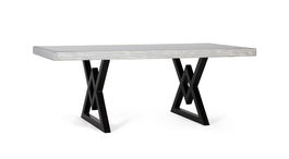 GINER Y COLOMER Mesa de Comedor Rectangular de Madera de Mango con Cristal - Gris y Negro 200x100x76 cm