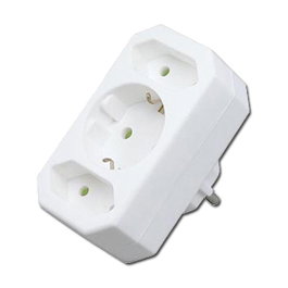 Adaptador de Electricidad 3 Tomas 1 Schuko + 2 BIP 51523-4452