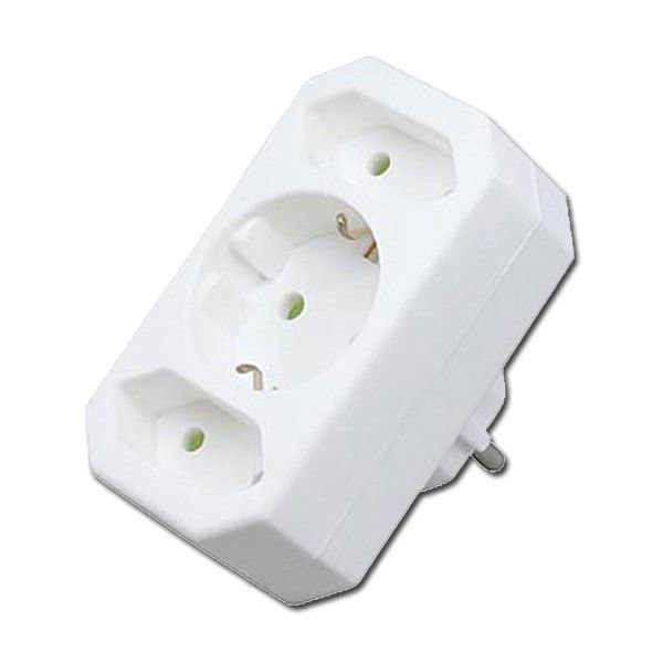Adaptador de Electricidad 3 Tomas 1 Schuko + 2 BIP 51523-4452 Adaptador de Electricidad 3 Tomas 1 Schuko + 2 BIP 51523-4452