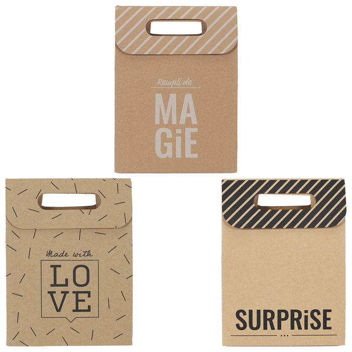 Party Time Bolsa Regalo Plegable Kraft con Asa Integrada para Fiestas 20x12x27 cm