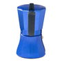 Oroley Cafetera Modelo Petra de Aluminio para 6 Tazas Color Azul - Apta para Inducción, Gas, Vitro y Eléctrica con Mango de Baquelita Negra Soft-Touch y Válvula de Seguridad
