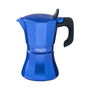 Oroley Cafetera Modelo Petra de Aluminio para 6 Tazas Color Azul - Apta para Inducción, Gas, Vitro y Eléctrica con Mango de Baquelita Negra Soft-Touch y Válvula de Seguridad