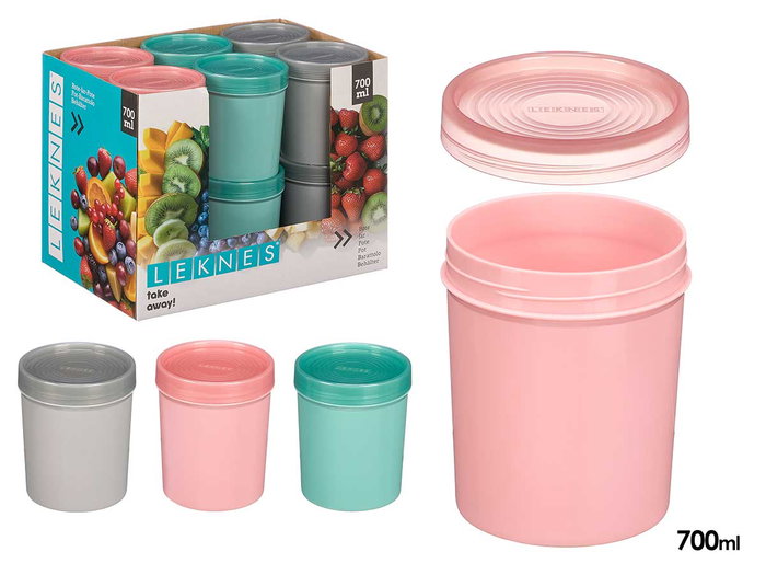 LEKNES Surtido de 24 Botes Plásticos Altos de 700 ml LEKNES Surtido de 24 Botes Plásticos Altos de 700 ml