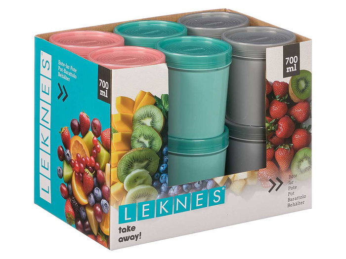 LEKNES Surtido de 24 Botes Plásticos Altos de 700 ml LEKNES Surtido de 24 Botes Plásticos Altos de 700 ml