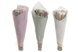 DKD Home Decor Ramo Shabby Blanco Verde Rosa 20 x 65 x 20 cm (9 Unidades)