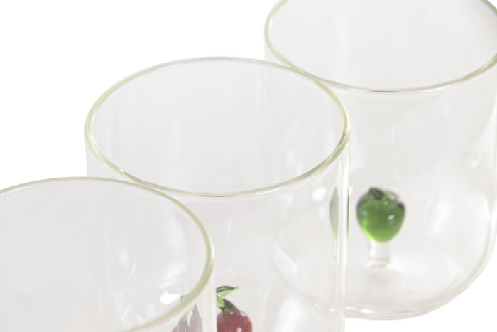 DKD Home Decor Vaso de Borosilicato con Fruta 3D, 380ml, Transparente DKD Home Decor Vaso de Borosilicato con Fruta 3D, 380ml, Transparente
