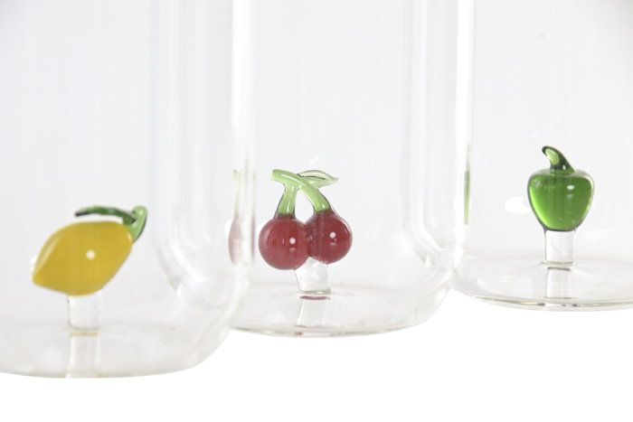 DKD Home Decor Vaso de Borosilicato con Fruta 3D, 380ml, Transparente DKD Home Decor Vaso de Borosilicato con Fruta 3D, 380ml, Transparente