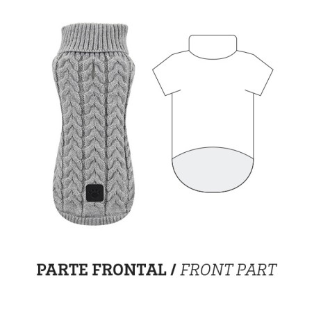 Nayeco Jersey Punto Trenza Gris 45 cm para Perro con Ojal para Correa