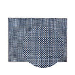 OYV Mantelito Tablemat de plástico trenzado, 48x36 cm, color azul gris
