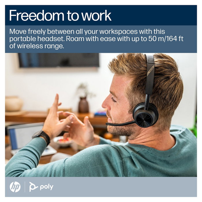 HP Poly Voyager 4320 Auriculares Inalámbricos Certificados Microsoft Teams con Dongle BT700 y Base de Carga (218476-02)