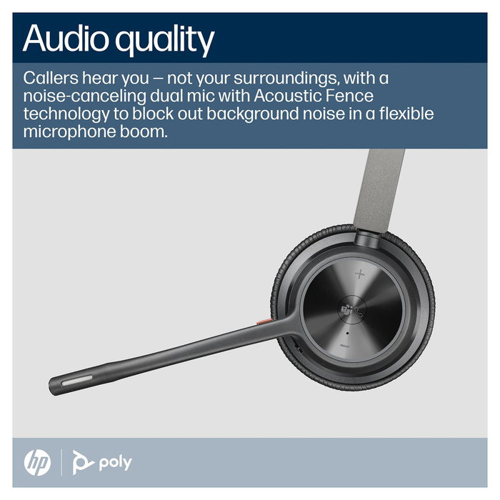 HP Poly Voyager 4320 Auriculares Inalámbricos Certificados Microsoft Teams con Dongle BT700 y Base de Carga (218476-02)