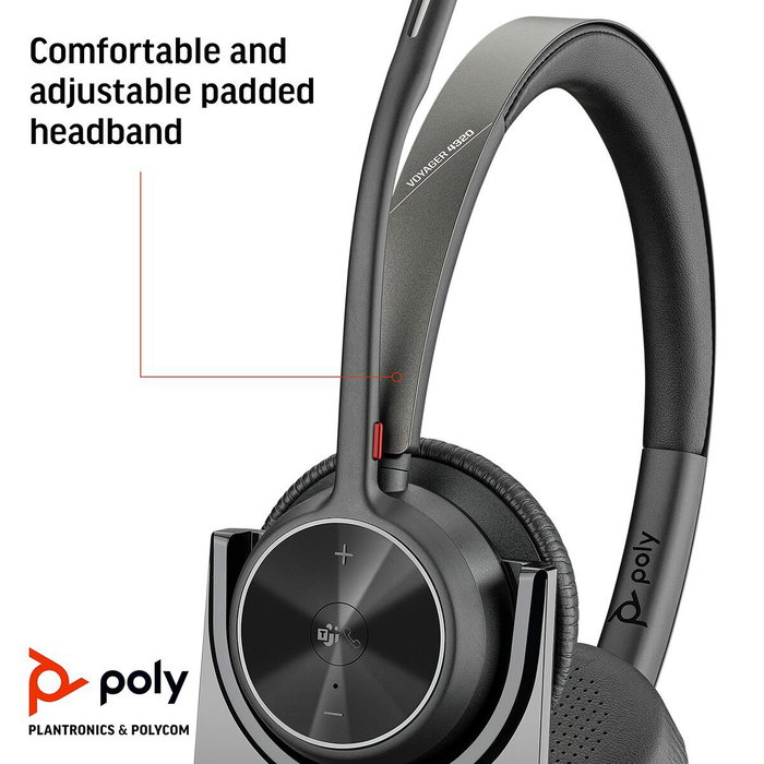 HP Poly Voyager 4320 Microsoft Teams Certified Headset con adaptador BT700 y base de carga HP Poly Voyager 4320 Microsoft Teams Certified Headset con adaptador BT700 y base de carga