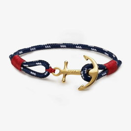 Tom Hope Pulsera Atlantic One con Ancla de Latón Bañada en Oro 24K Talla L Azul
