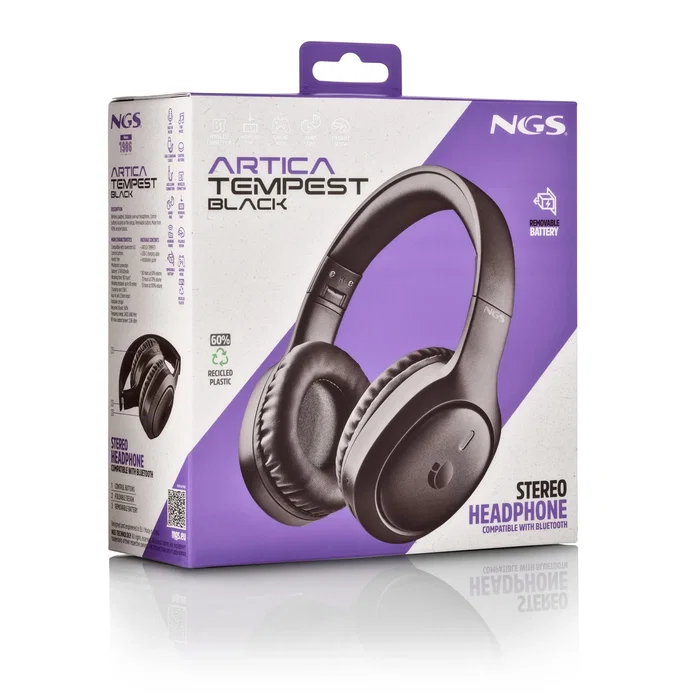NGS Artica Tempest Auriculares Inalámbricos Plegables Negro
