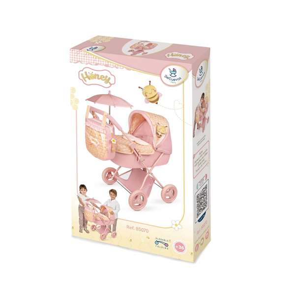 Decuevas Coche de Muñeca Plegable con Sombrilla y Bolso Honey para Muñecas de hasta 48 cm, Dimensiones 64x65x38 cm Decuevas Coche de Muñeca Plegable con Sombrilla y Bolso Honey para Muñecas de hasta 48 cm, Dimensiones 64x65x38 cm