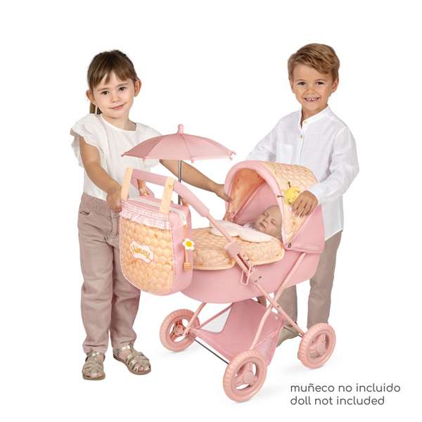 Decuevas Coche de Muñeca Plegable con Sombrilla y Bolso Honey para Muñecas de hasta 48 cm, Dimensiones 64x65x38 cm Decuevas Coche de Muñeca Plegable con Sombrilla y Bolso Honey para Muñecas de hasta 48 cm, Dimensiones 64x65x38 cm