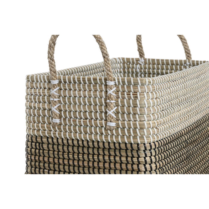 DKD Home Decor Set de 2 Cestas Seagrass Tribal Blanco