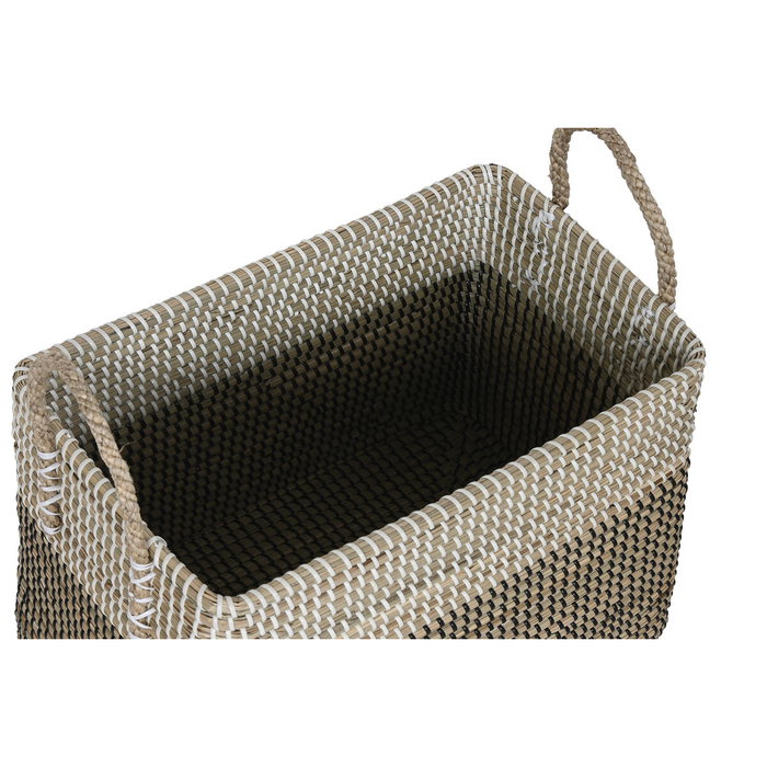 DKD Home Decor Set de 2 Cestas Seagrass Tribal Blanco