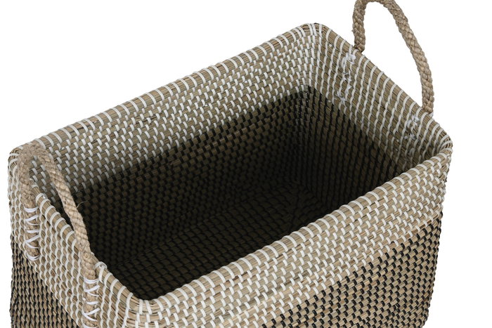 DKD Home Decor Set de 2 Cestas Seagrass Tribal Blanco