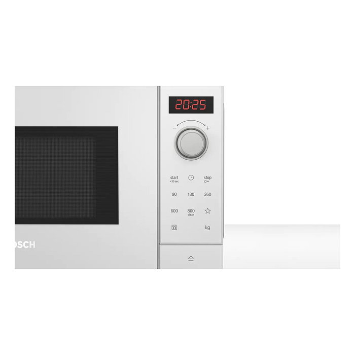 Bosch Microondas Solo Encimera Serie 2 FFL023MW0, 20 L, 800 W, Pantalla LED, 7 Programas Automáticos, Blanco
