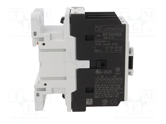 LOVATO ELECTRIC Contactor BF 3-polar 26A 230VAC