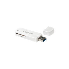 LogiLink CR0034A Lector de Tarjetas USB 3.0 SD/SDHC/SDXC y Micro SD para PC, 5000 Mbit/s, USB 3.2 Gen 1, Blanco