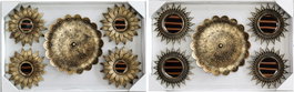 DKD Home Decor Set de 5 Espejos de Cristal Envejecido Dorado