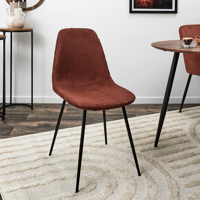 Home Deco Factory Silla Cocooning Terracota Madera Contrachapada Hierro Poliéster PU 54x45x85 cm