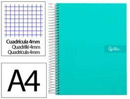 Liderpapel Cuaderno Espiral A4 Crafty Cuadriculado 4 mm Turquesa